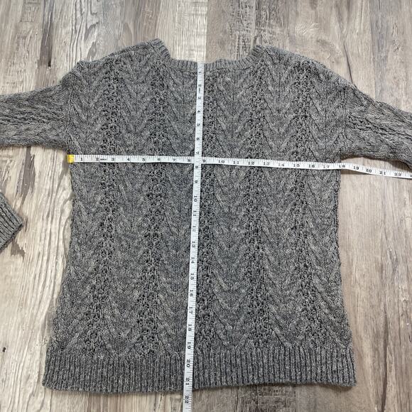 Aeropostale Sweater Cable Knit Gray Crew Neck Womens Medium - Picture 4 of 11